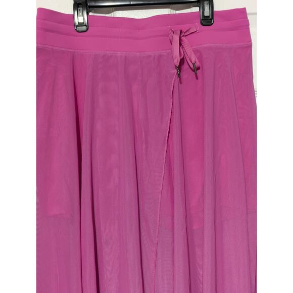 Halara Midi Skirt Size Large High Waist Pink Mesh 2-in-1 Pocket Flowy Casual, L - Picture 8 of 11